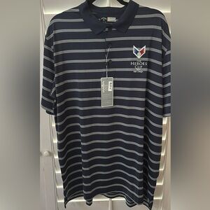 Callaway Men's Navy and Gray Striped Polo